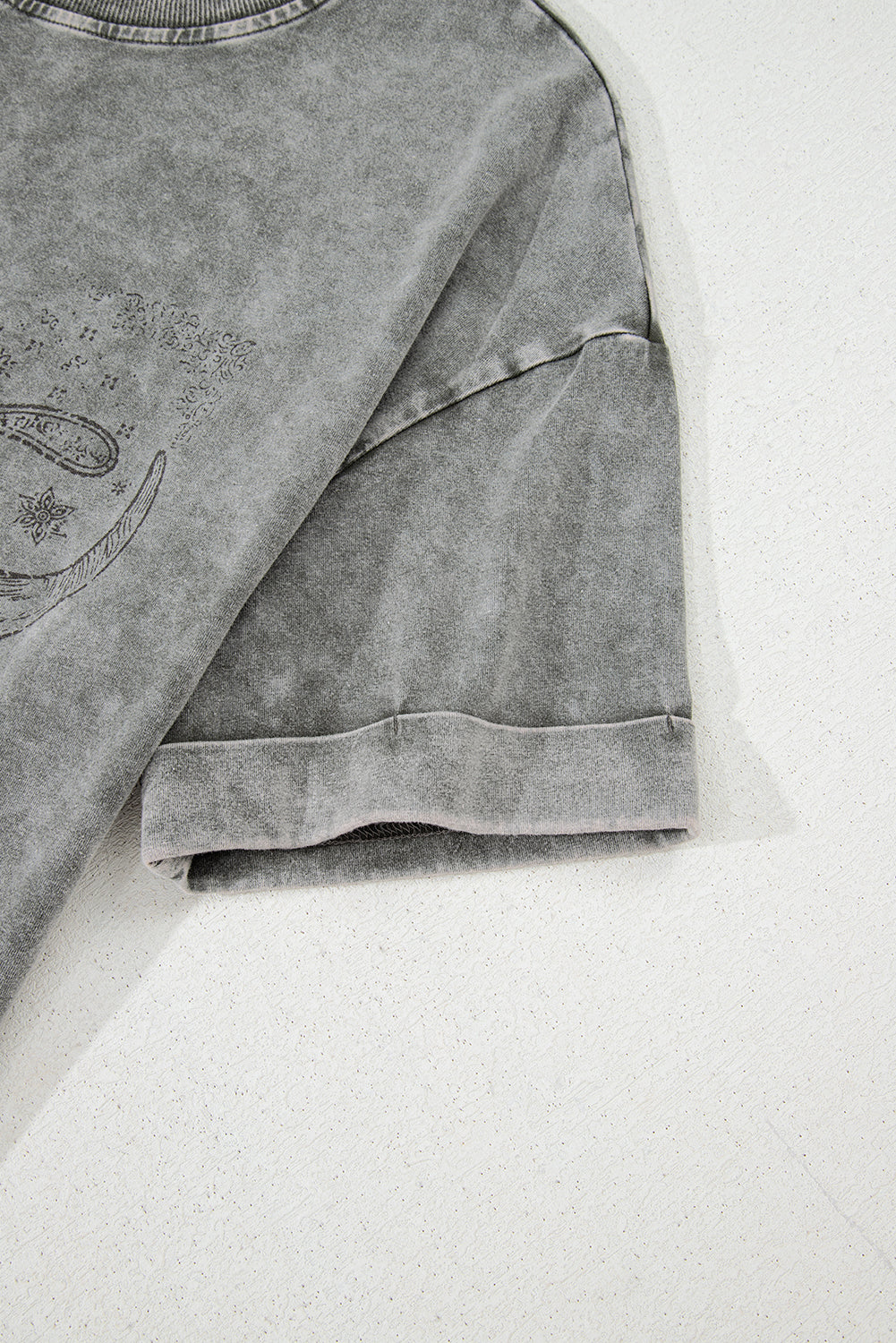 Light Grey Western Steer Head Tie Dye Print Crew Neck T Shirt