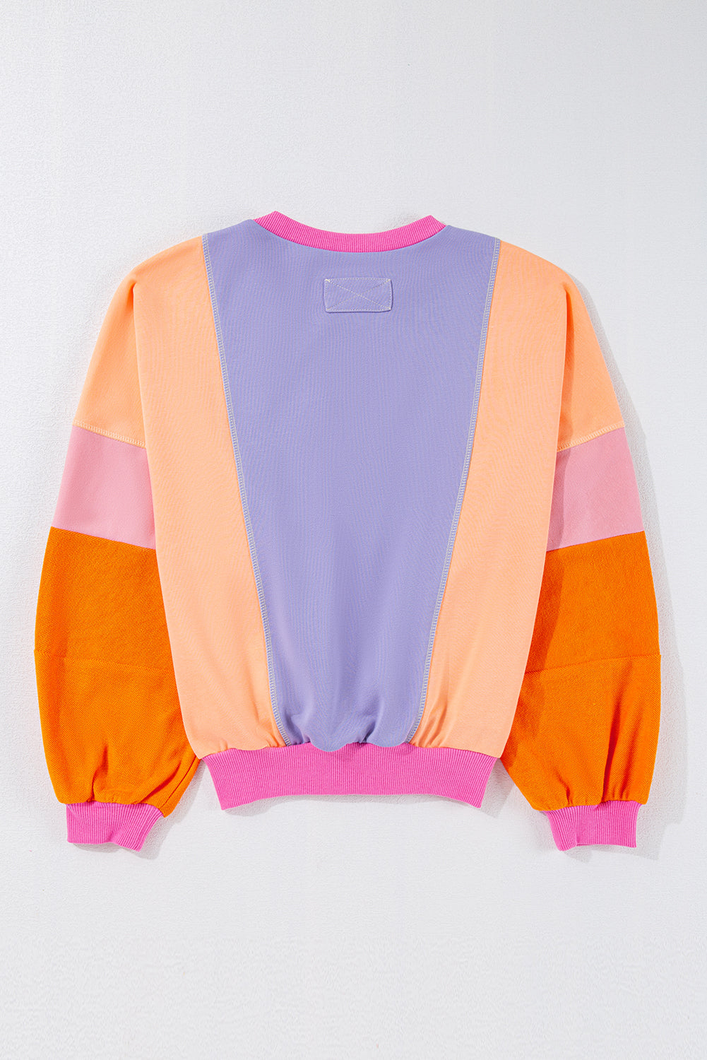 Orchid Petal Colorblock Patchwork Exposed Stitching Oversize Top