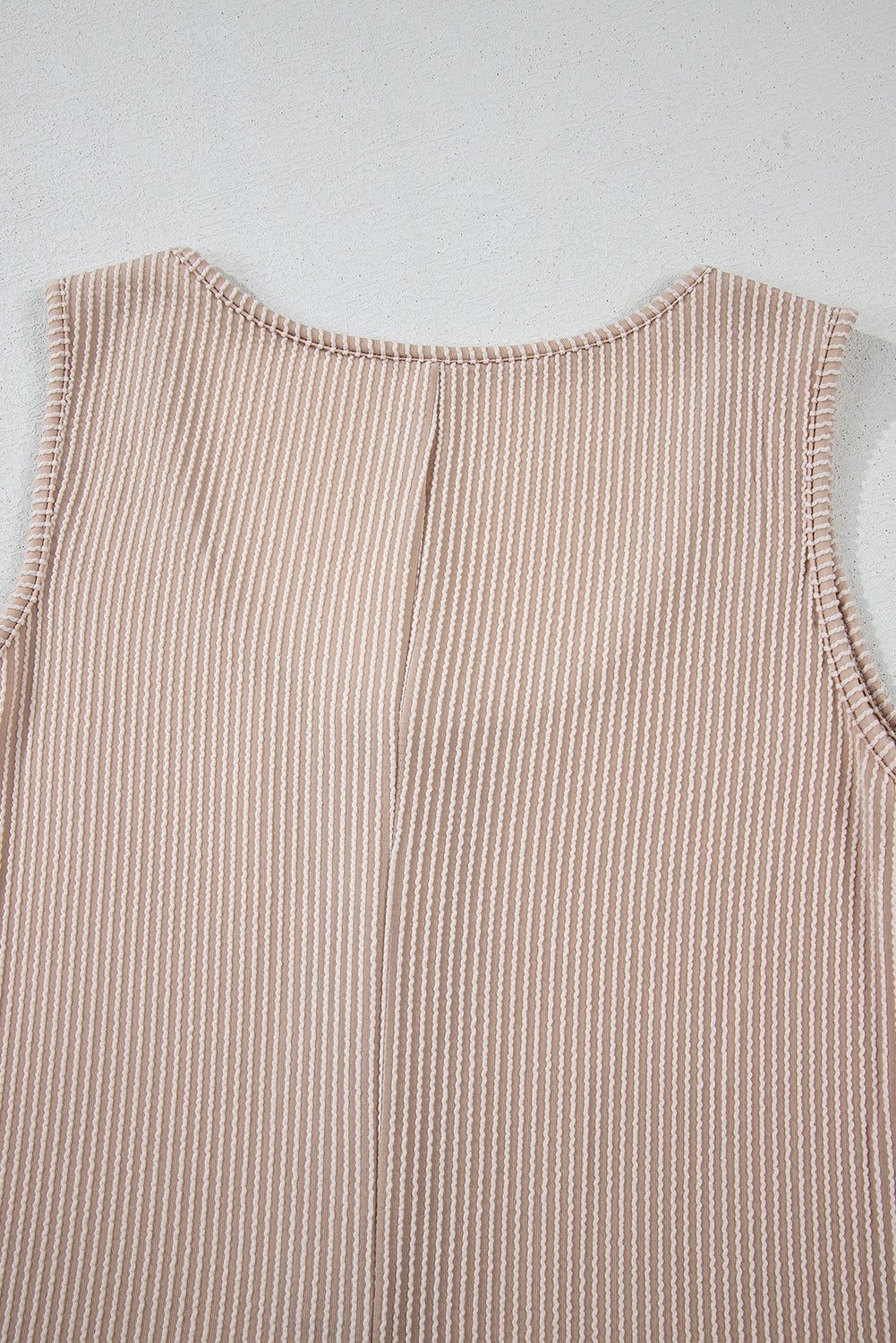 Parchment Corded Knit Side Pockets Buttoned Sleeveless Romper